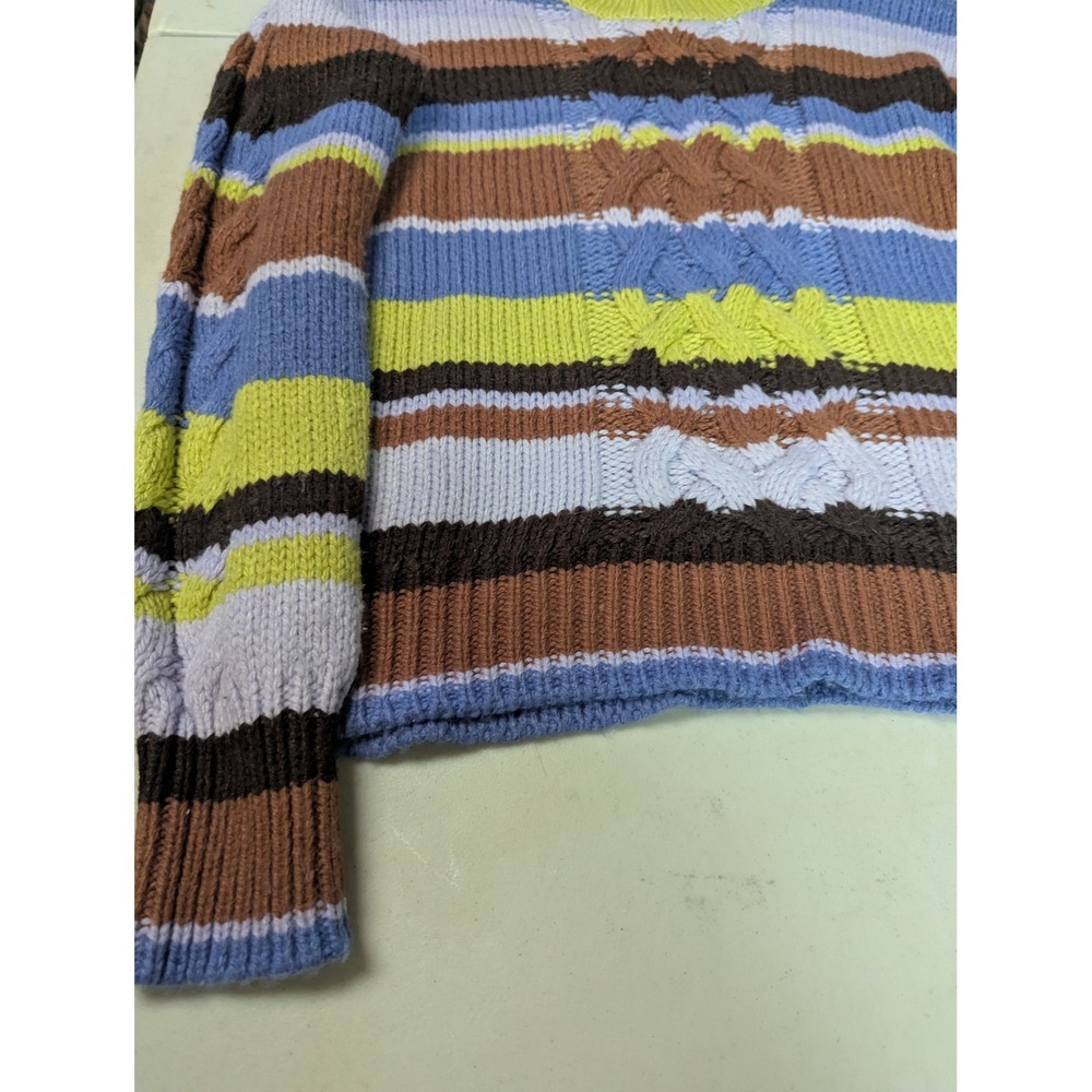 St. John's Bay Striped Cable Knit Sweater Small Multi-Color Crewneck Vintage Y2K - Picture 7 of 13